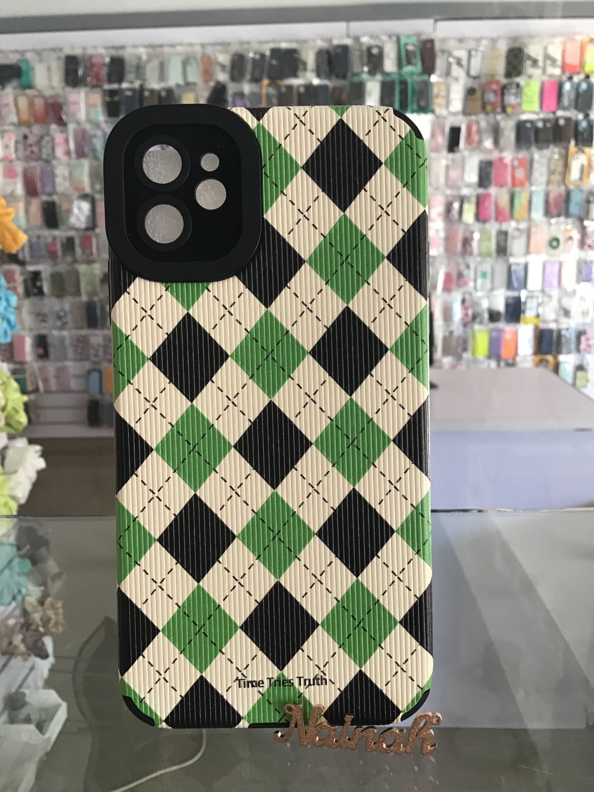 Green Grid Case For iPhone 11
