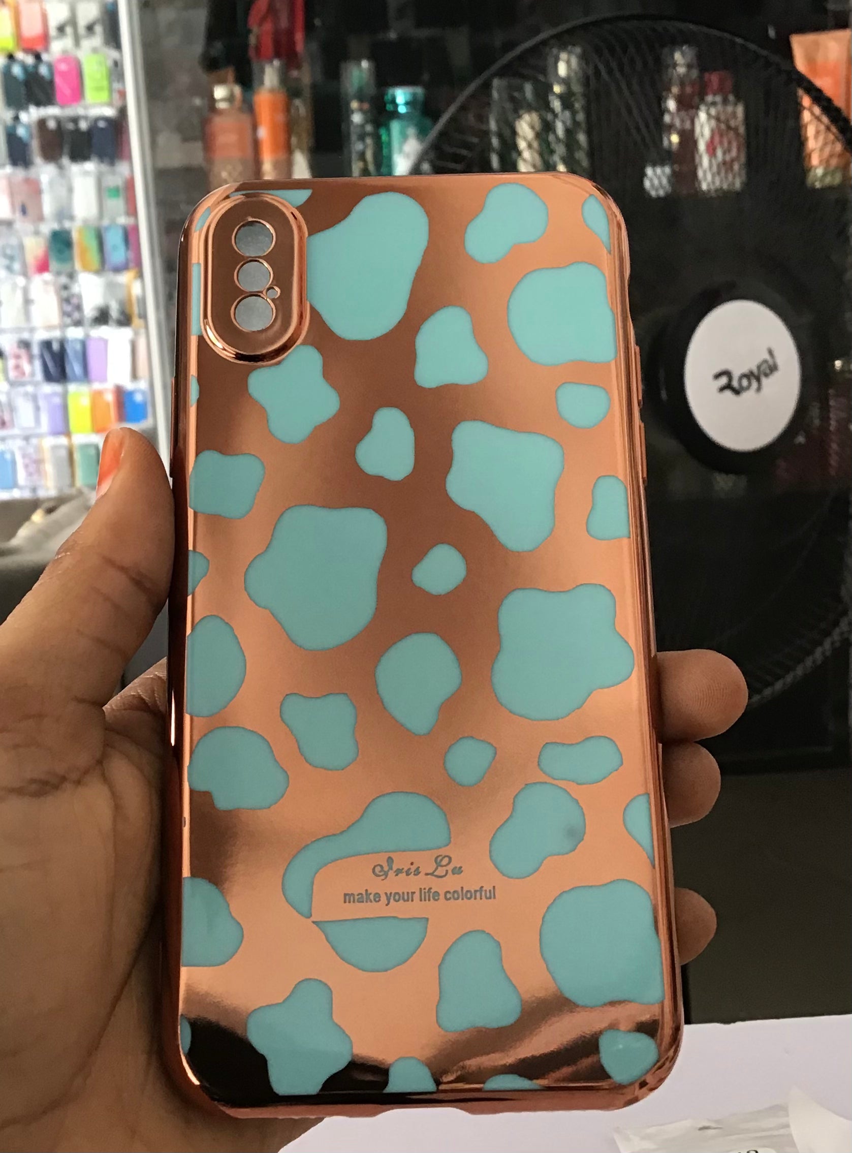 Blue Leopard Mirror Case For IPhone XS