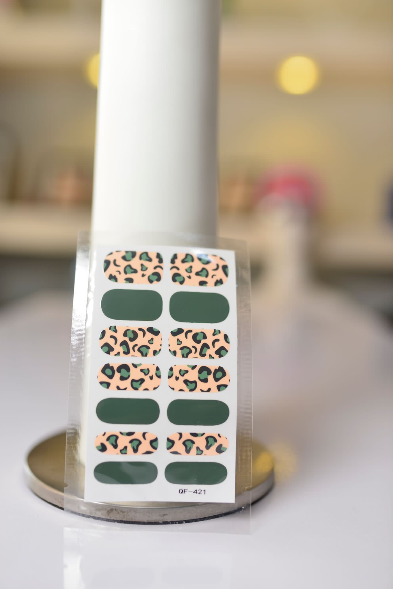 Green Leopard Sticker Art Nails