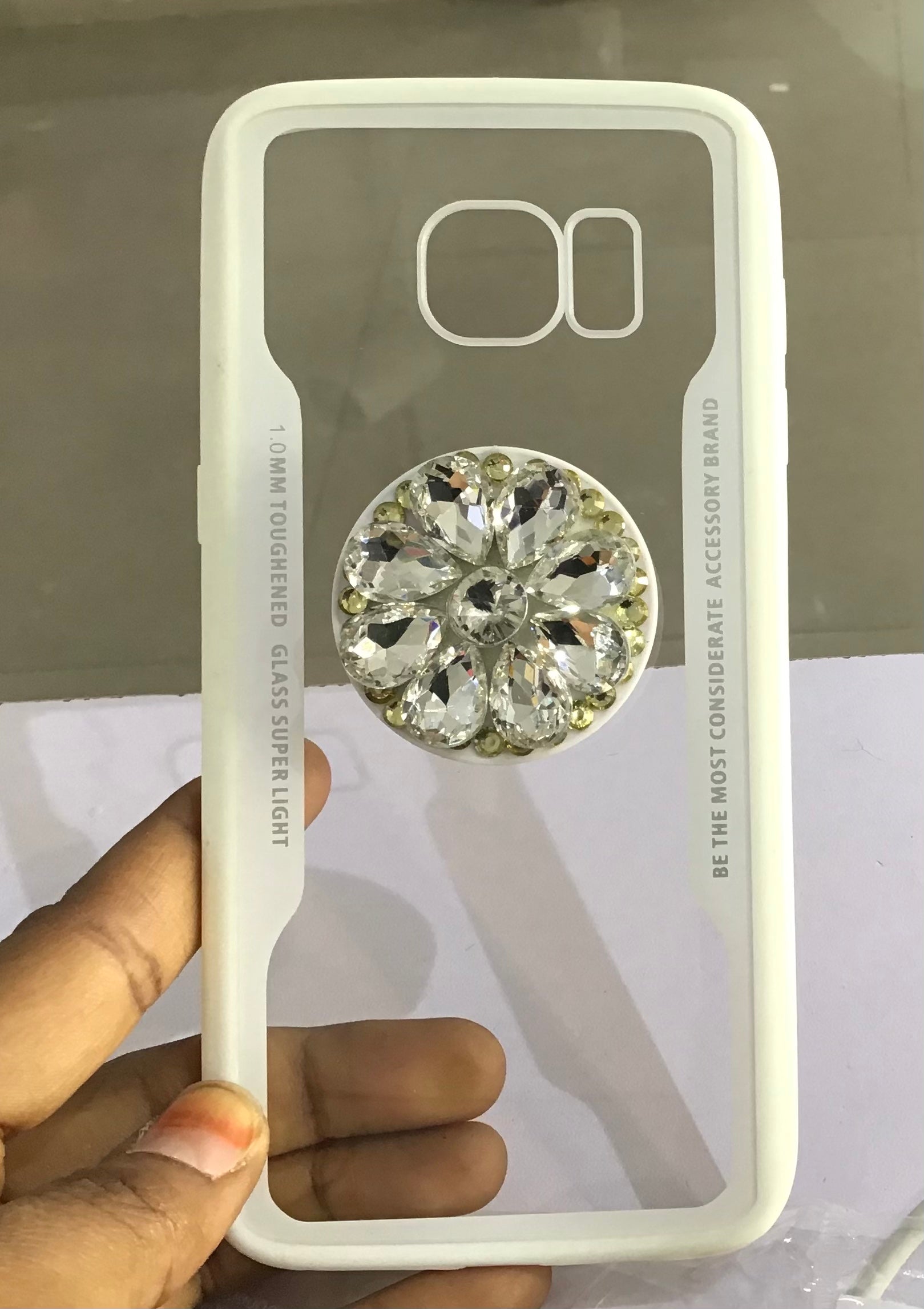 Clear Samsung S7E With Rhinestones Grip Case