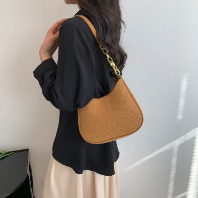 Brown Suede Crossbody Bag