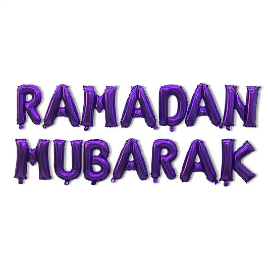 Purple Ramadan Mubarak Foil Balloons