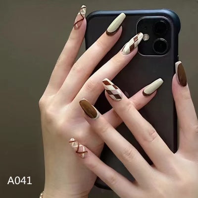 Brown Designs Press On Nails