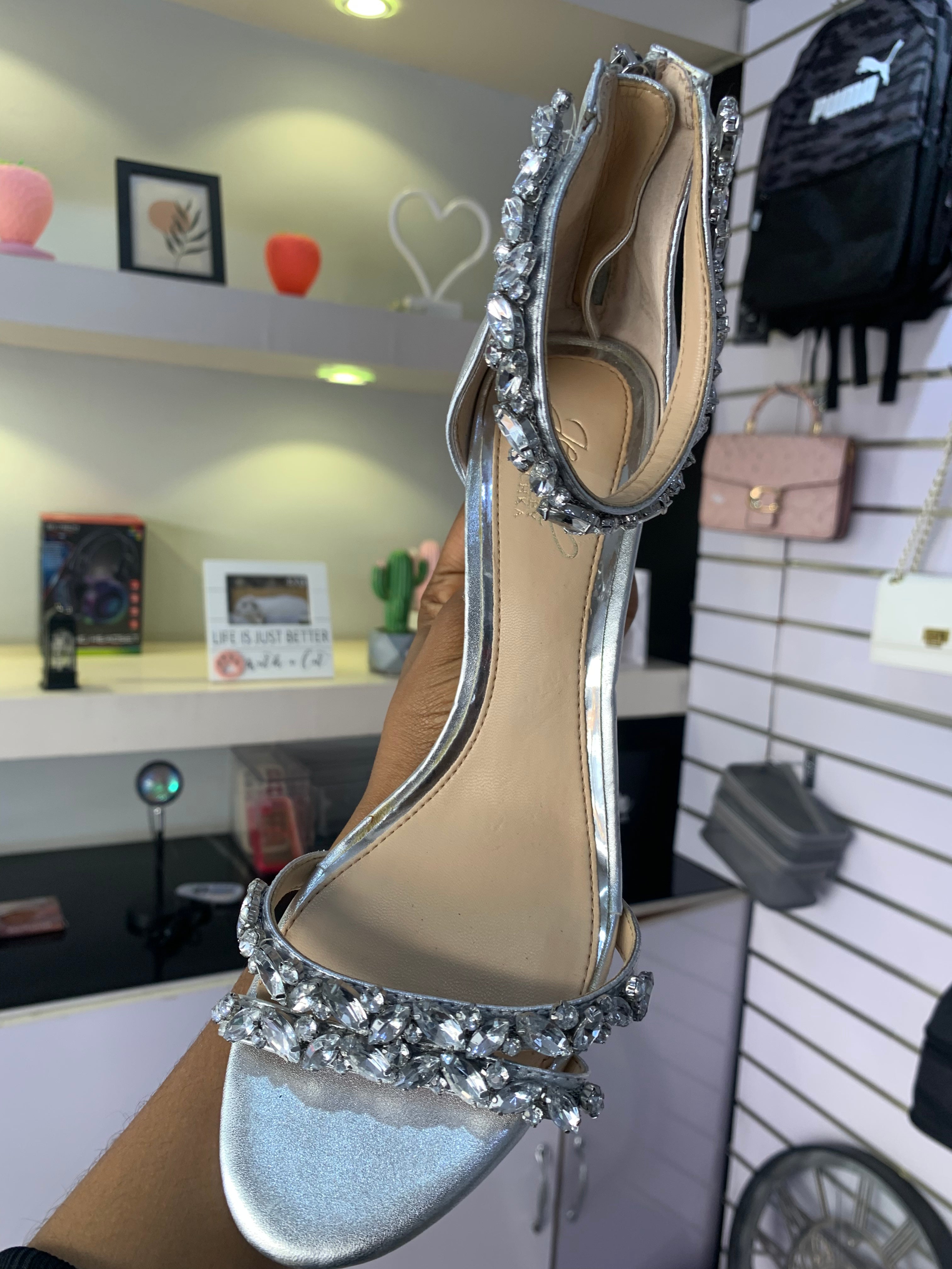Silver High Heel With Strap Size 38/39