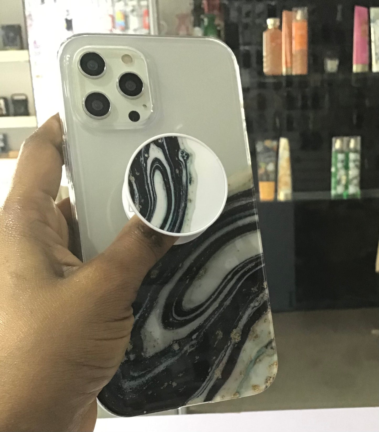 Green And Black Marble With Grip  Case  For iPhones