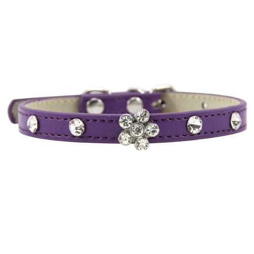 Purple Rhinestones Flower Pet Leash Pet Collar