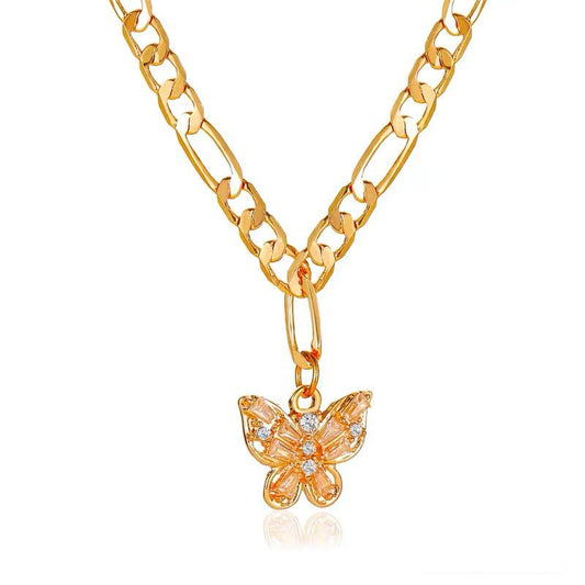 Gold chain butterfly pendant  necklace