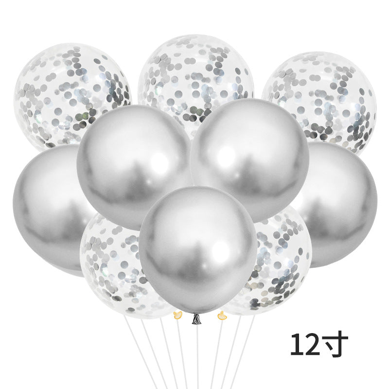 10pc 12inch Latex Silver glitter Baloon