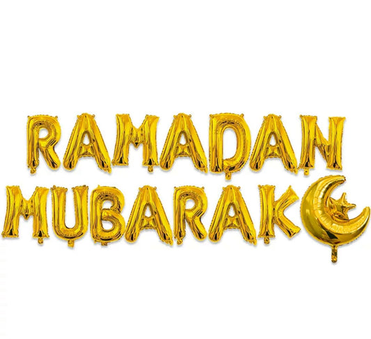 Gold Ramadan Mubarak Foil Balloons