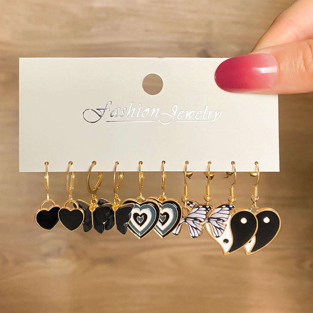 5pc Black Earrings Set